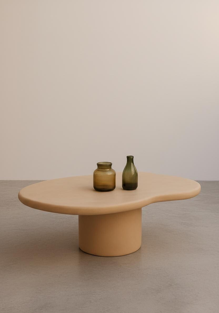 Table basse ondulé en béton ciré