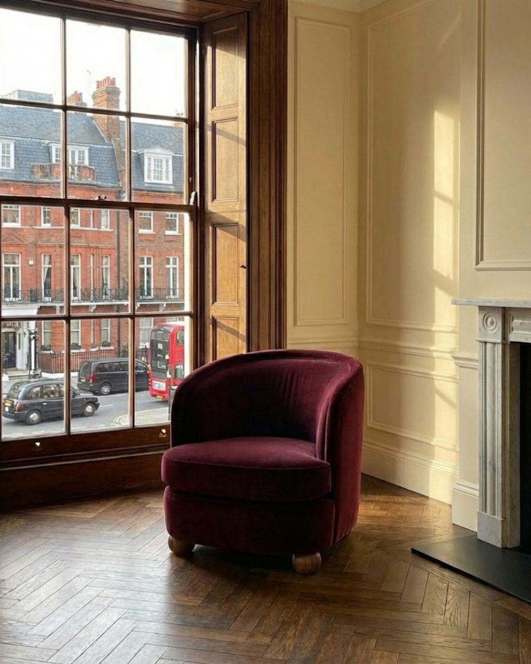 Mayfair fauteuil en velours bordeaux