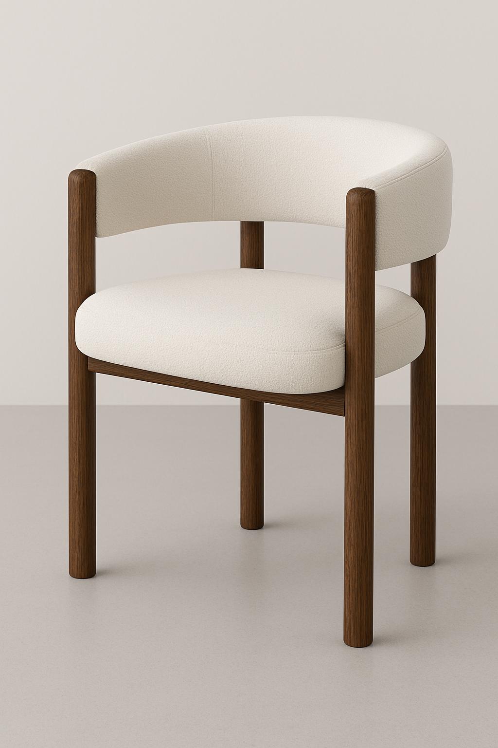 ESSAOUIRA - Fauteuil en bois et tissu bouclé blanc