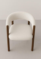 ESSAOUIRA - Fauteuil en bois et tissu bouclé blanc