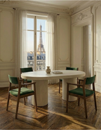 Table en microciment cirée et pieds cylindriques lisses