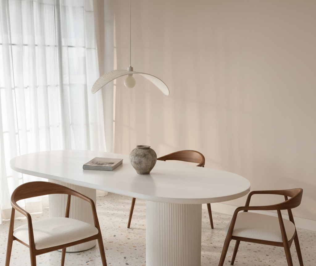 Table à manger oval en béton ciré