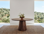 Table ronde en bois non massif et pied en cône