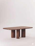Table en bois massif et plateau en marbre
