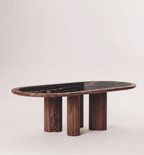Table en bois massif et plateau en marbre