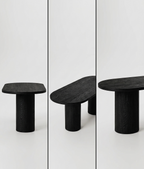 Table en bois massif et plateau ovale