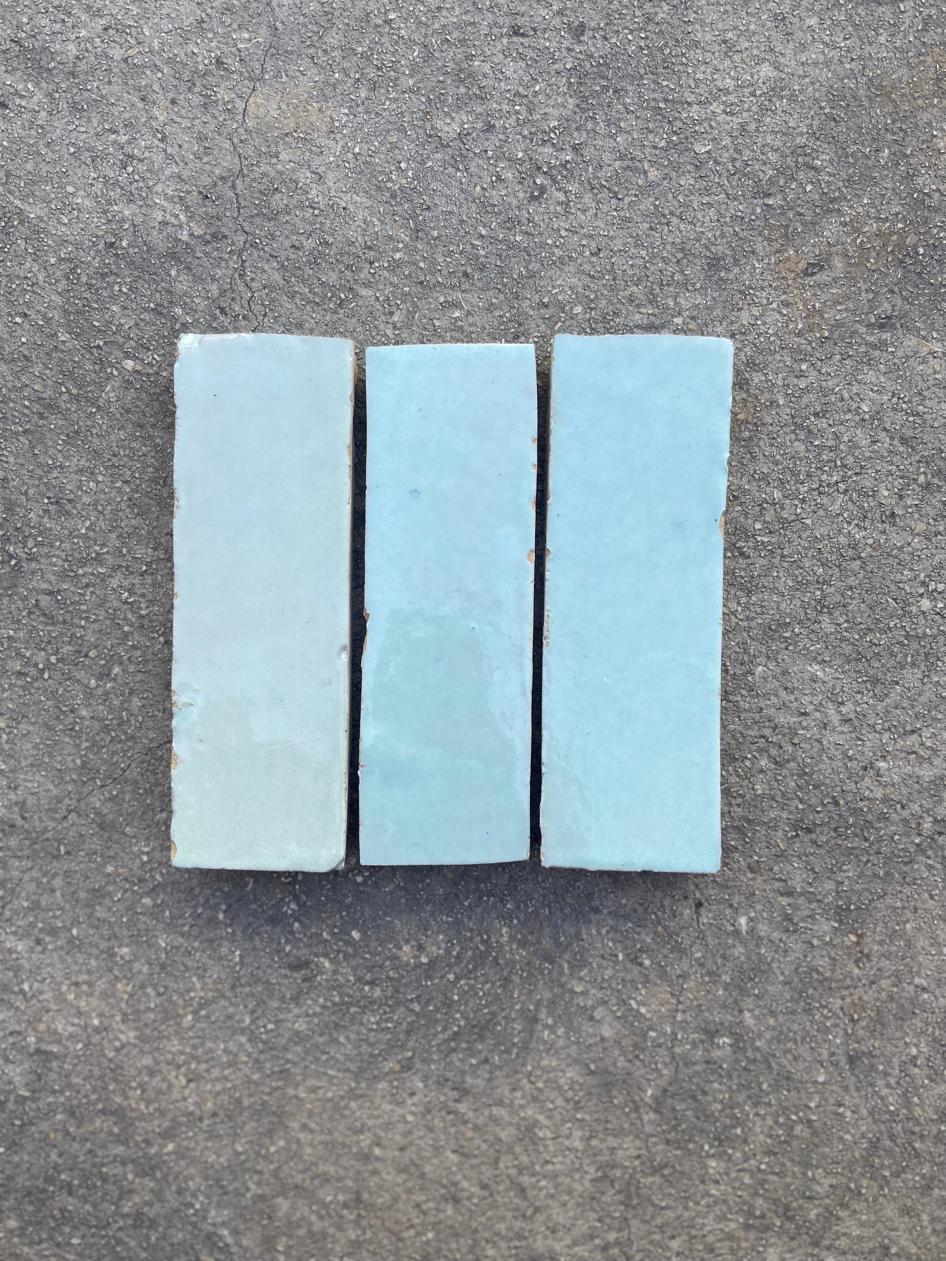 Zellige 15x5 cm - Bleu Pastel - Premium