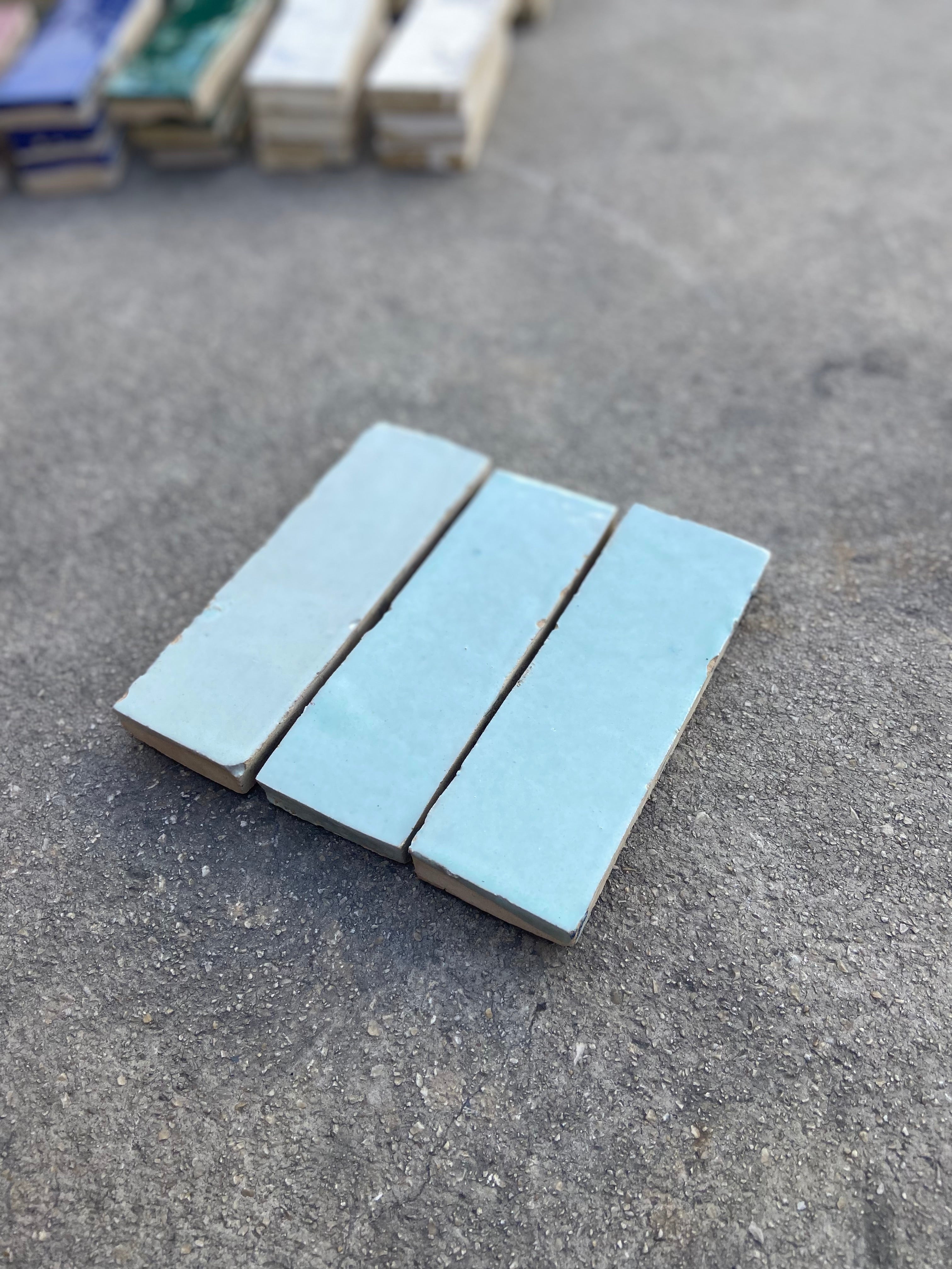 Zellige 15x5 cm - Bleu Pastel - Premium