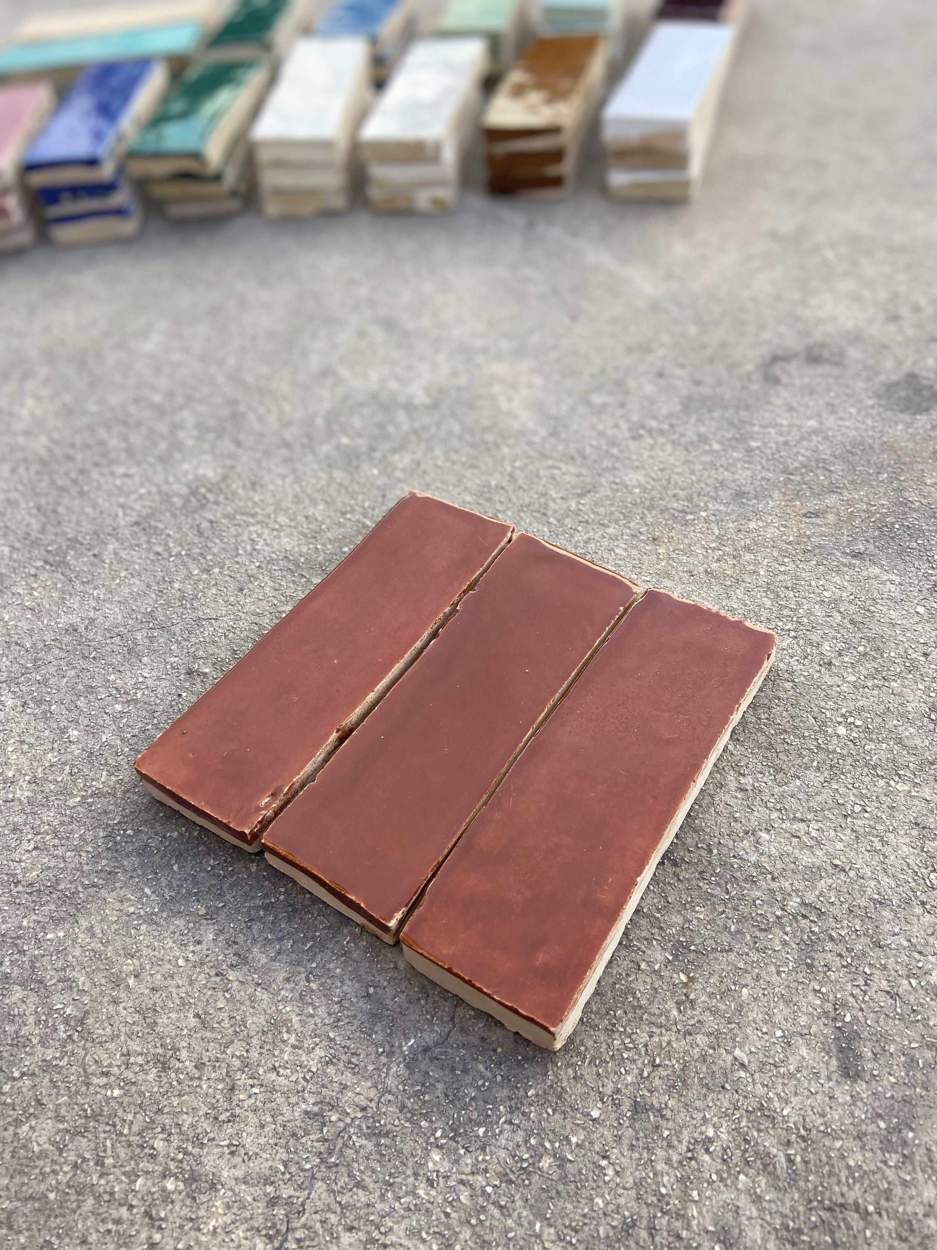 Zellige 15x5 cm - Rouge Chaud - Premium