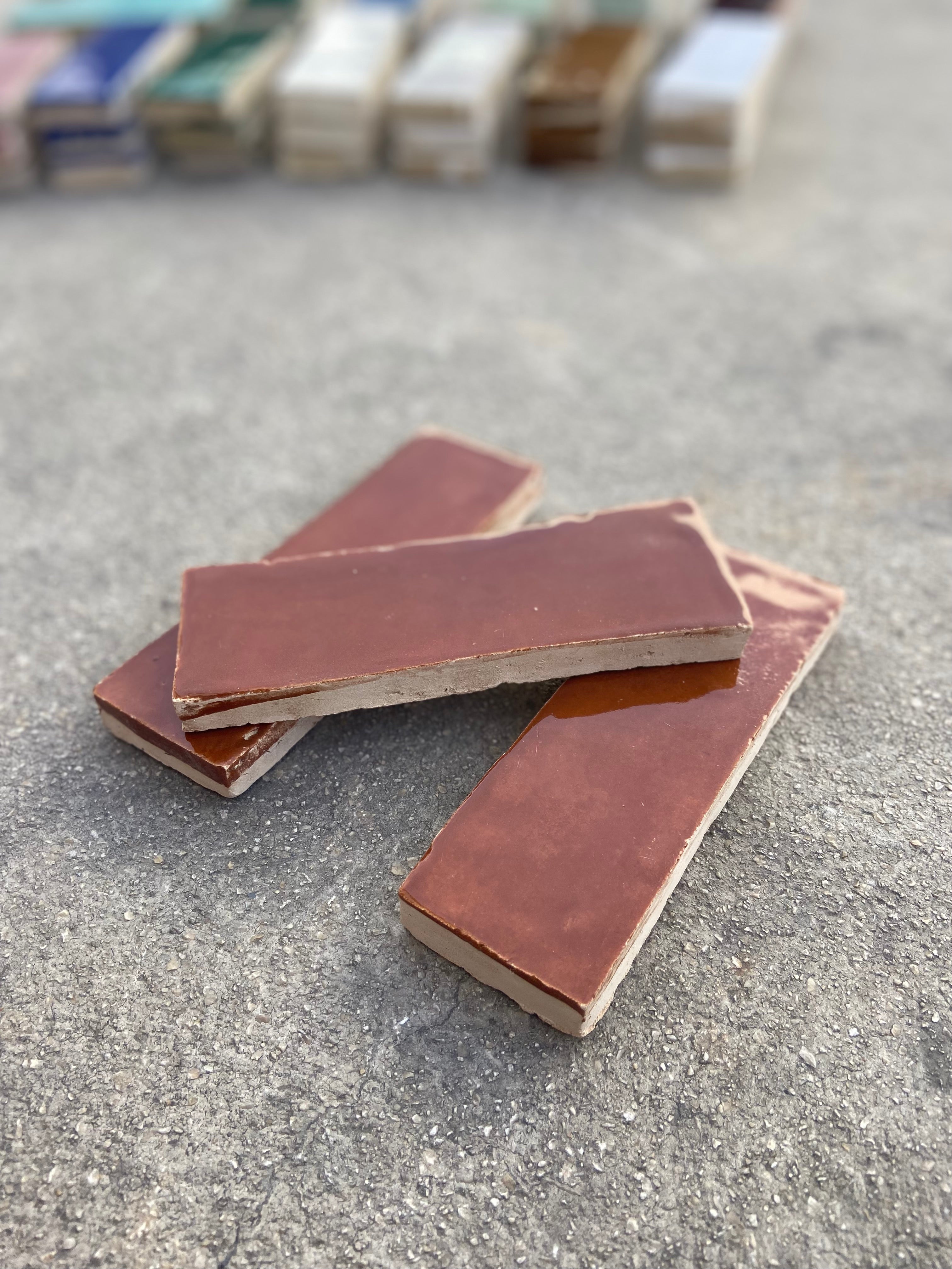 Zellige 15x5 cm - Rouge Chaud - Premium