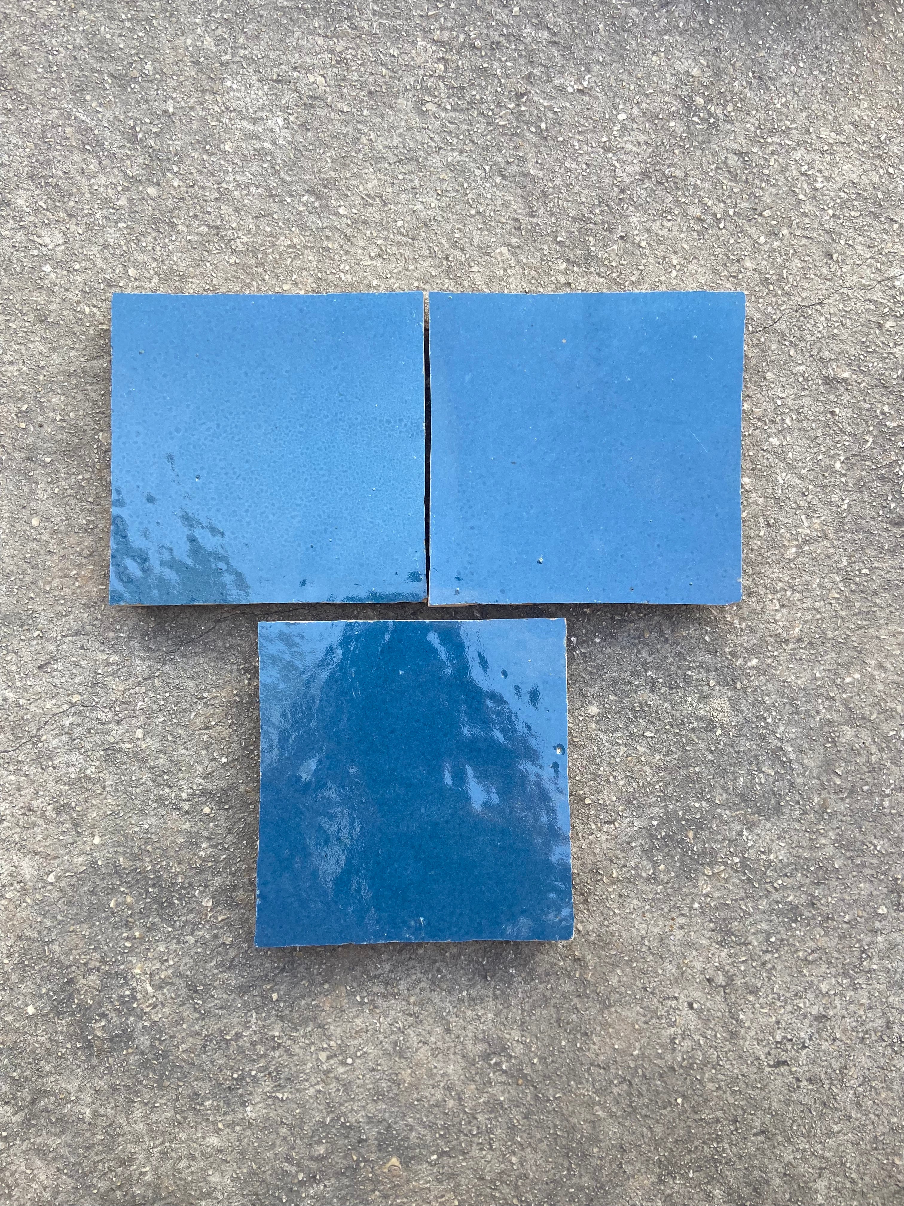 Zellige 10x10 cm - Bleu océan - Premium