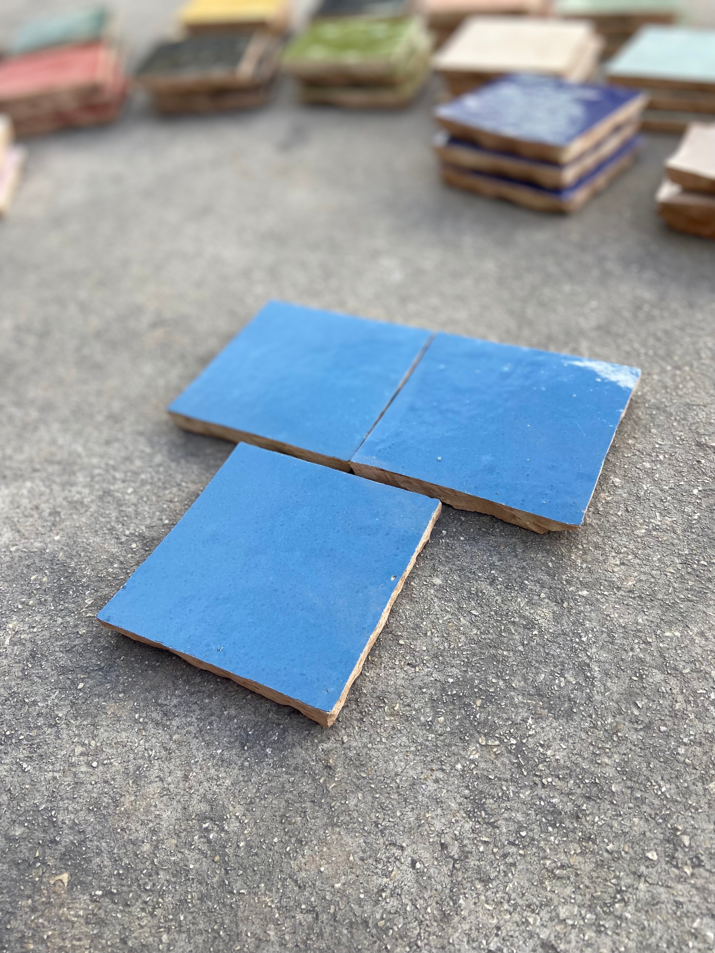 Zellige 10x10 cm - Bleu océan - Premium