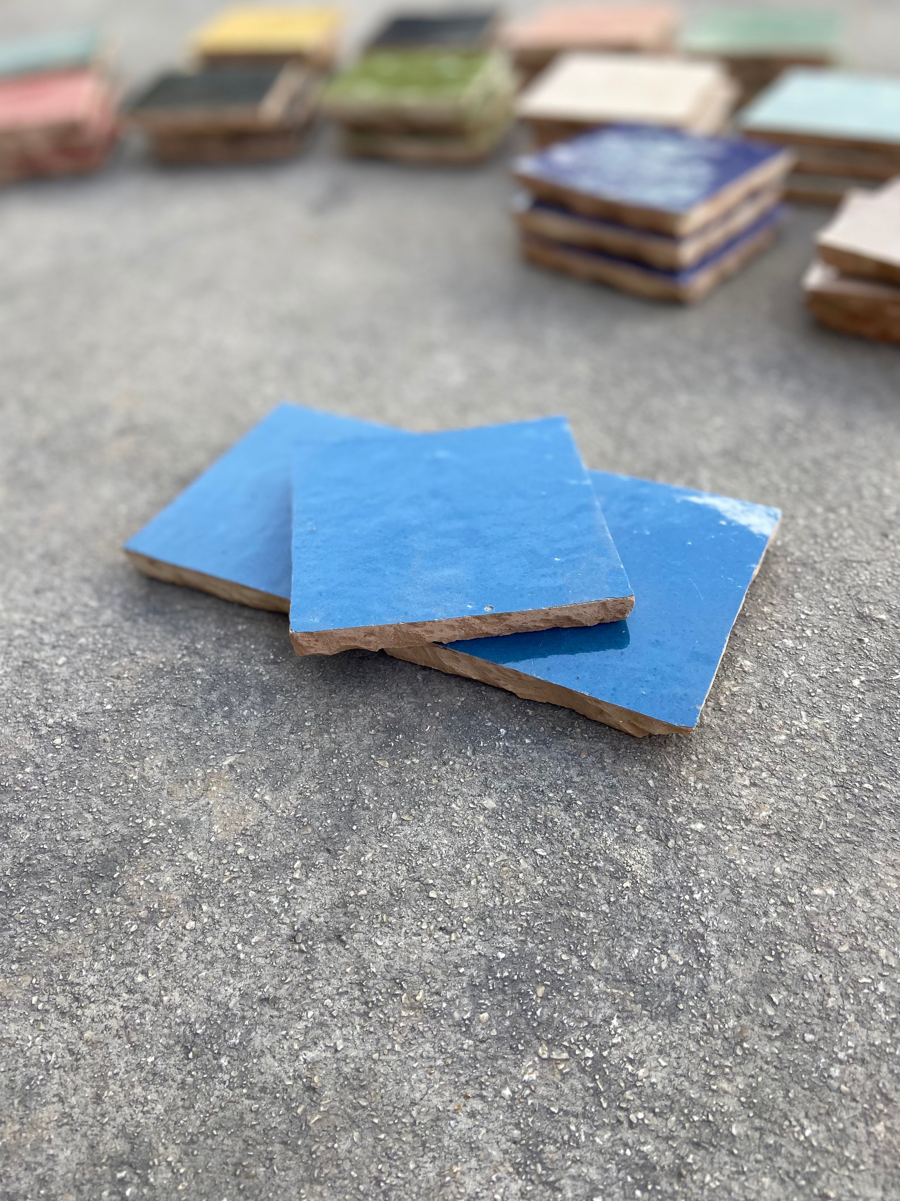 Zellige 10x10 cm - Bleu océan - Premium
