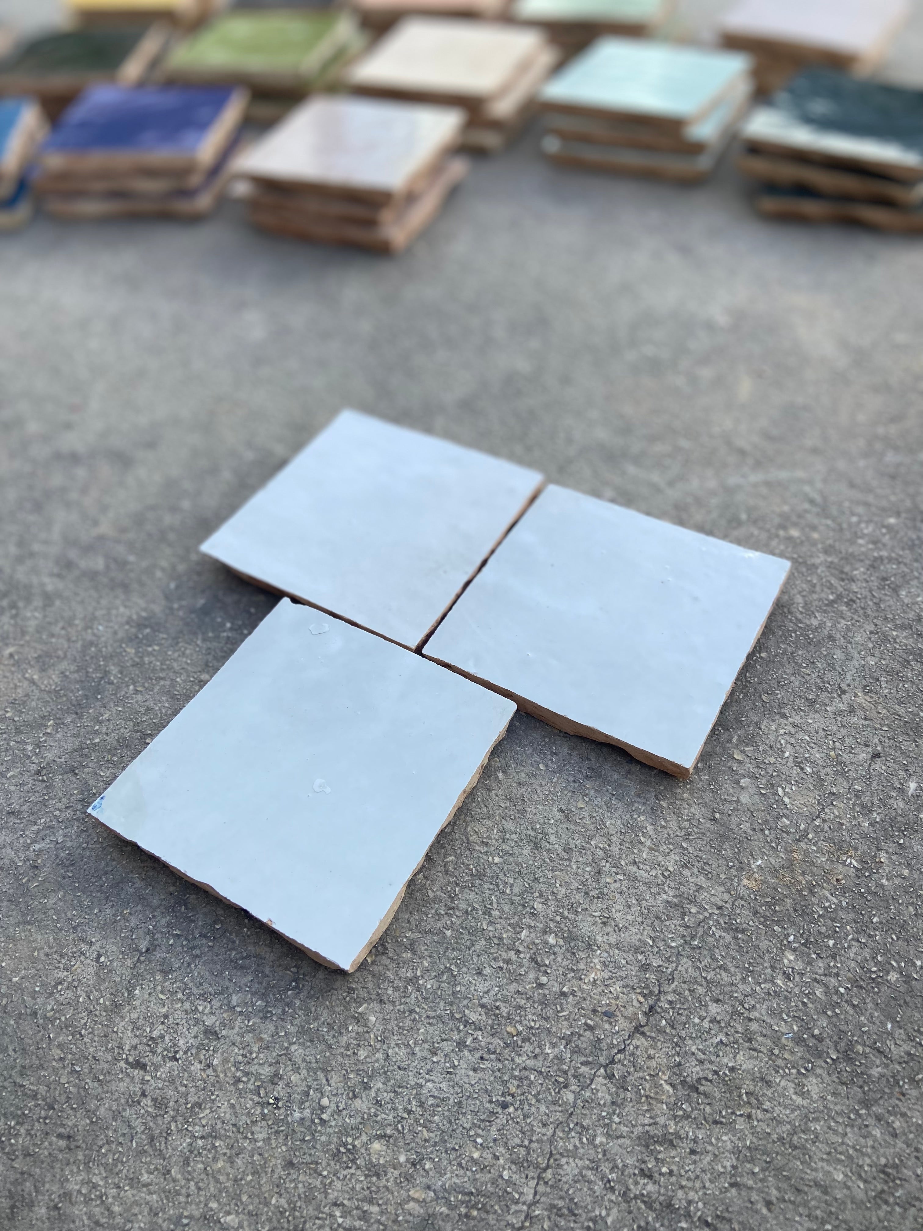 Zellige 10x10 cm - Blanc cassé - Premium