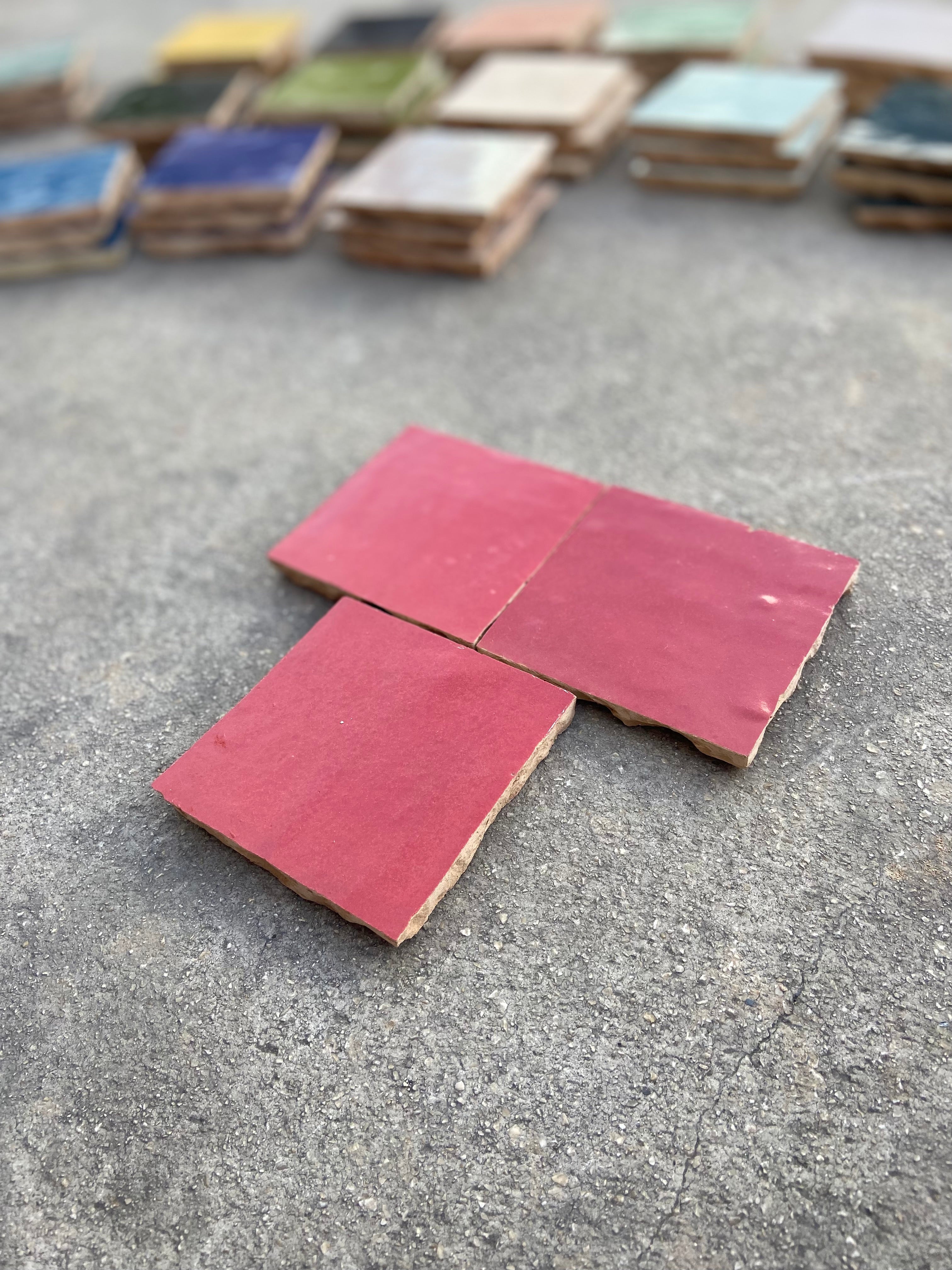 Zellige 10x10 cm - Rouge piment - Premium