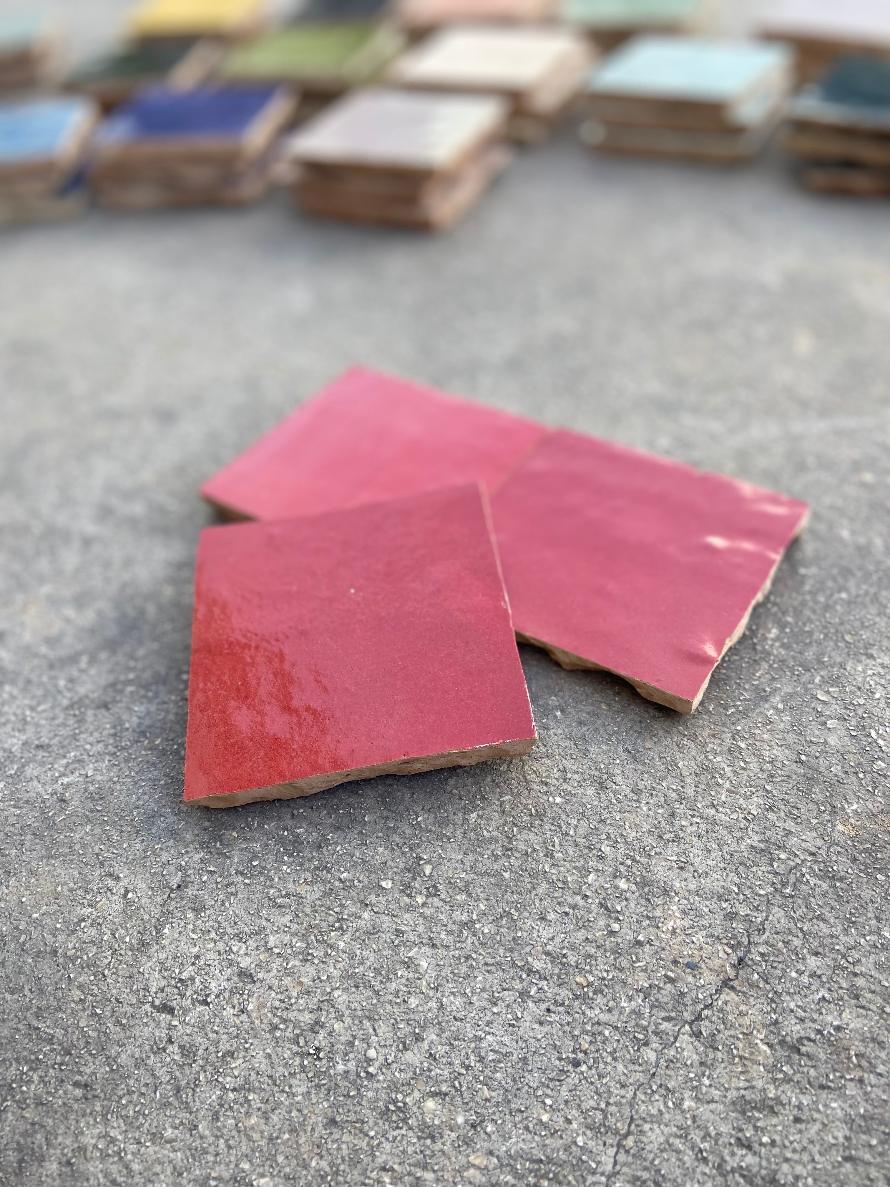 Zellige 10x10 cm - Rouge piment - Premium