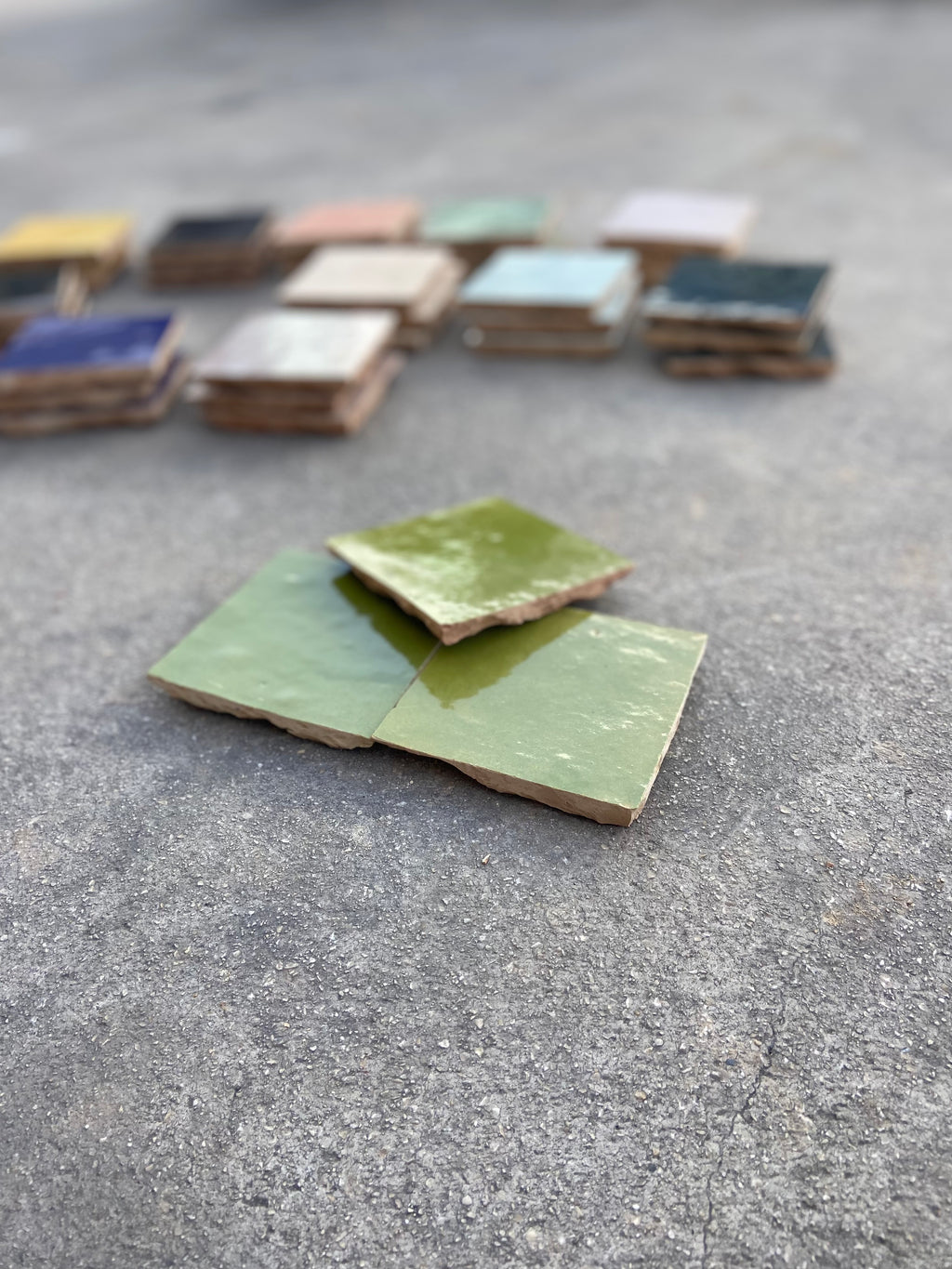 Zellige 10x10 cm - Vert Olive - Premium