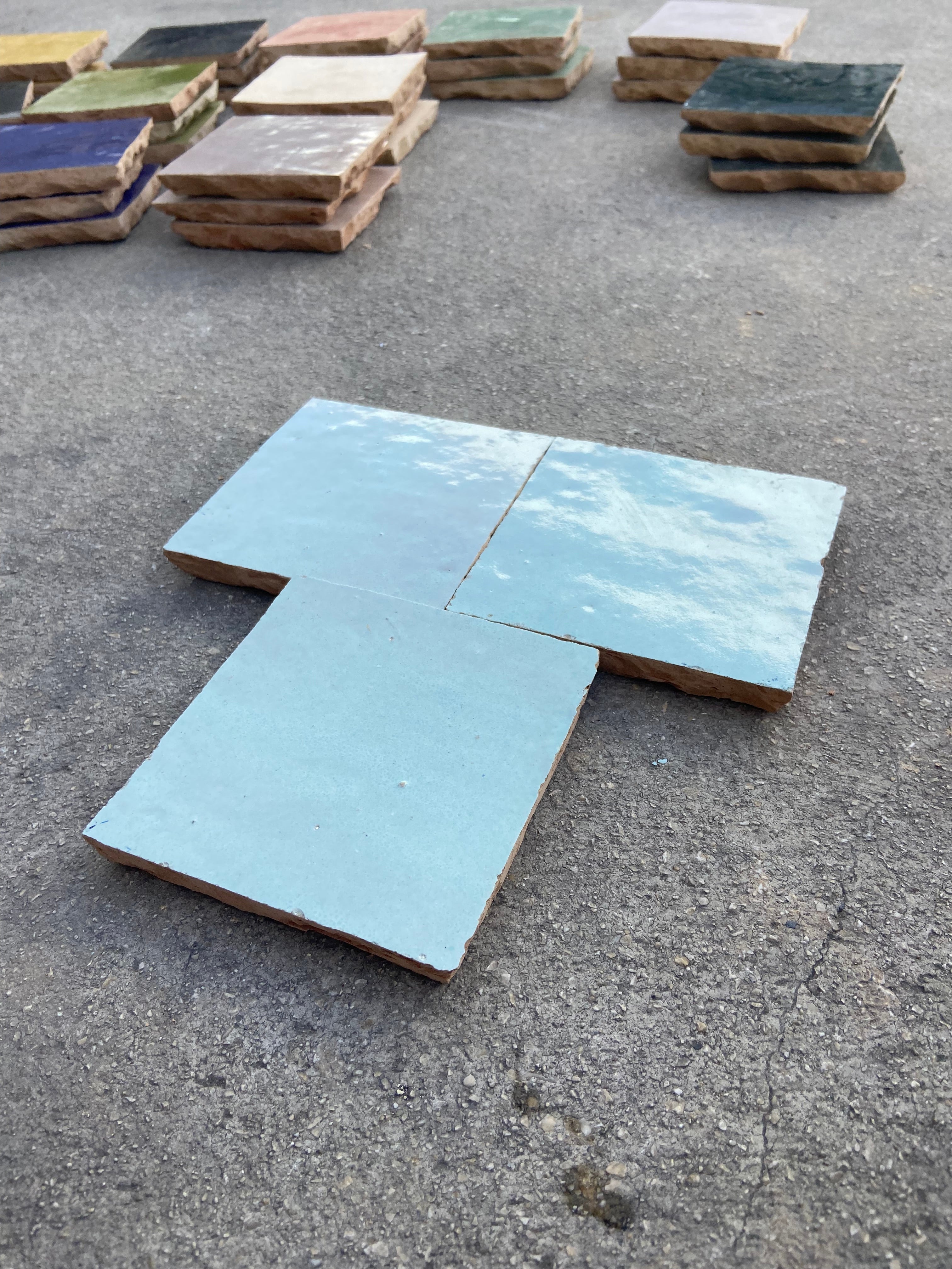 Zellige 10x10 cm - Bleu pale - Premium