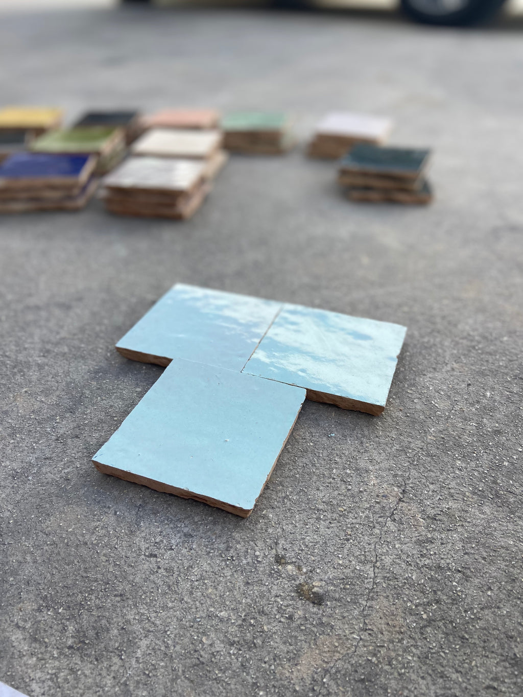 Zellige 10x10 cm - Bleu pale - Premium