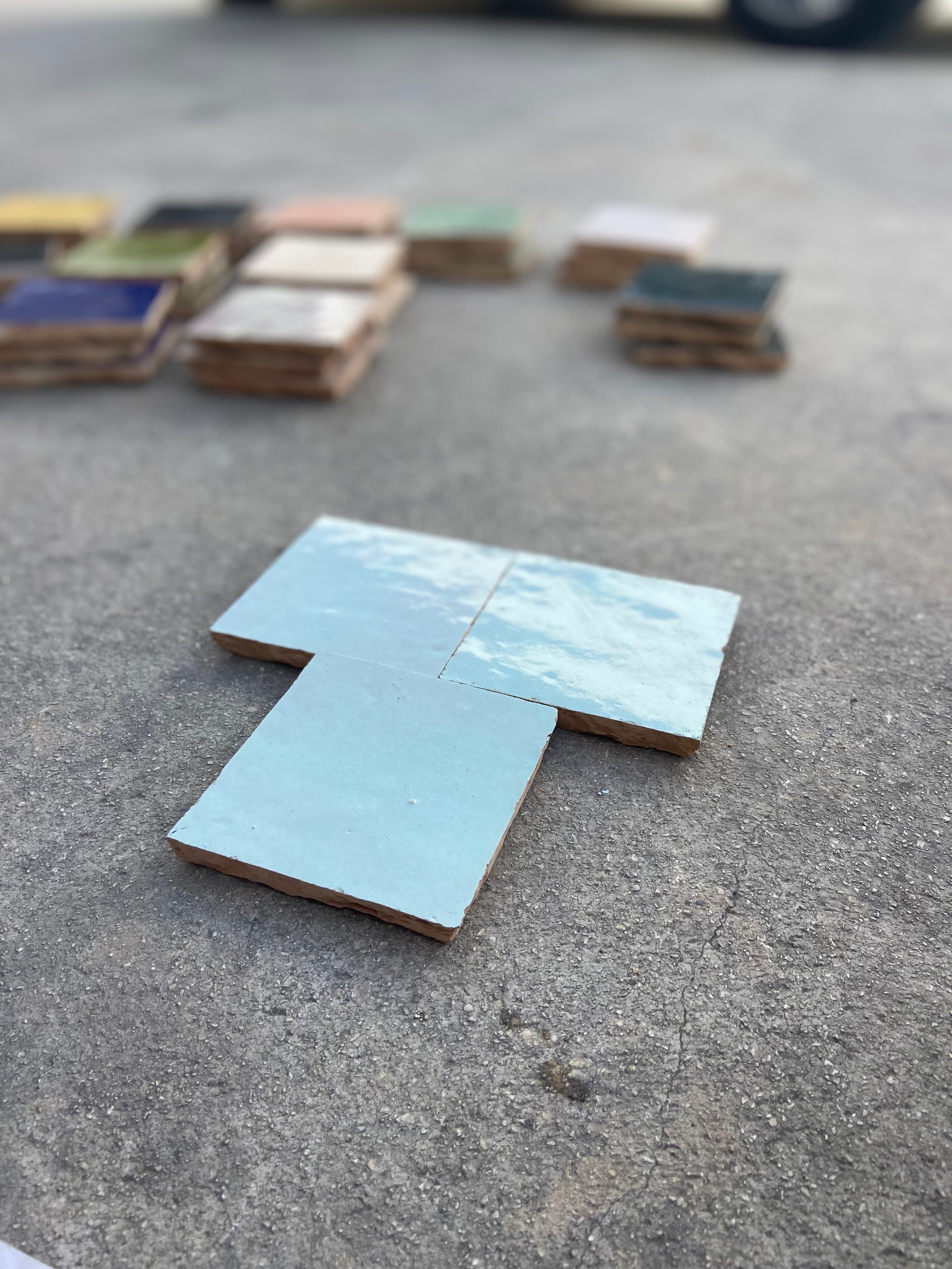 Zellige 10x10 cm - Bleu pale - Premium