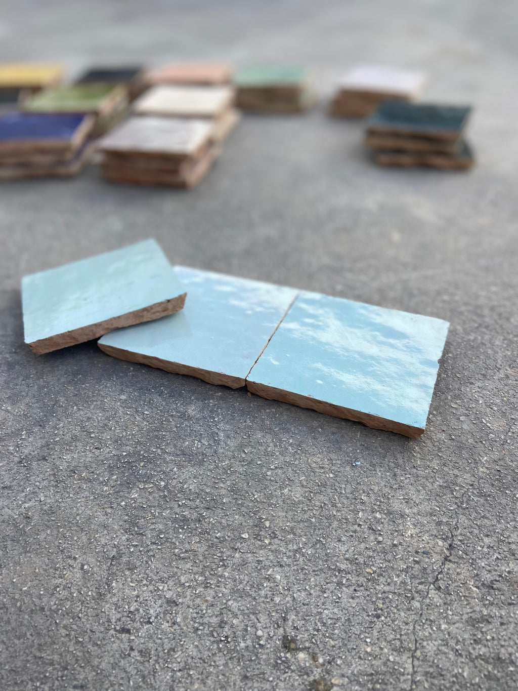 Zellige 10x10 cm - Bleu pale - Premium