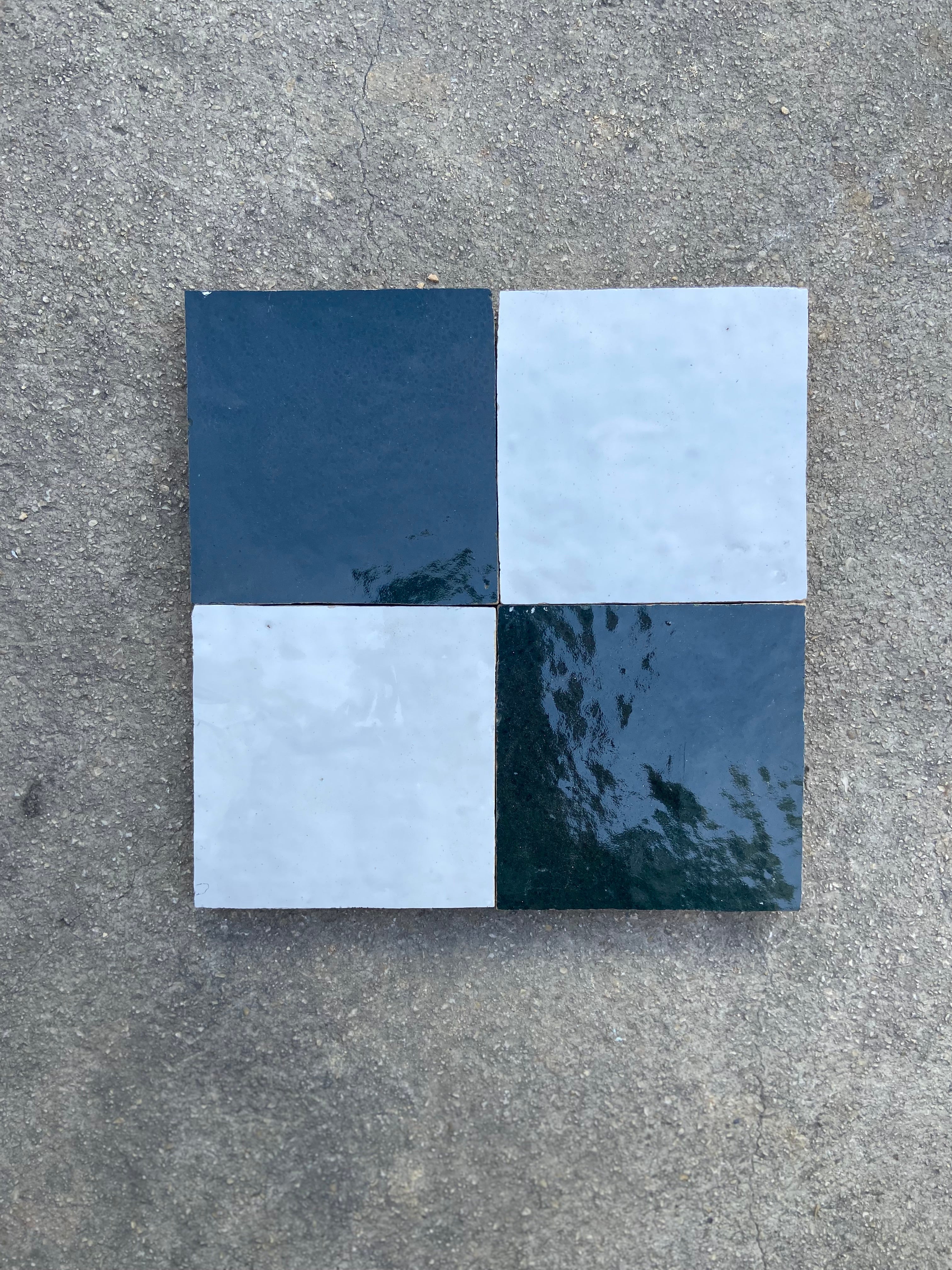 Zellige 10x10 cm - Vert Blanc Bleu Naturel Mosaïque