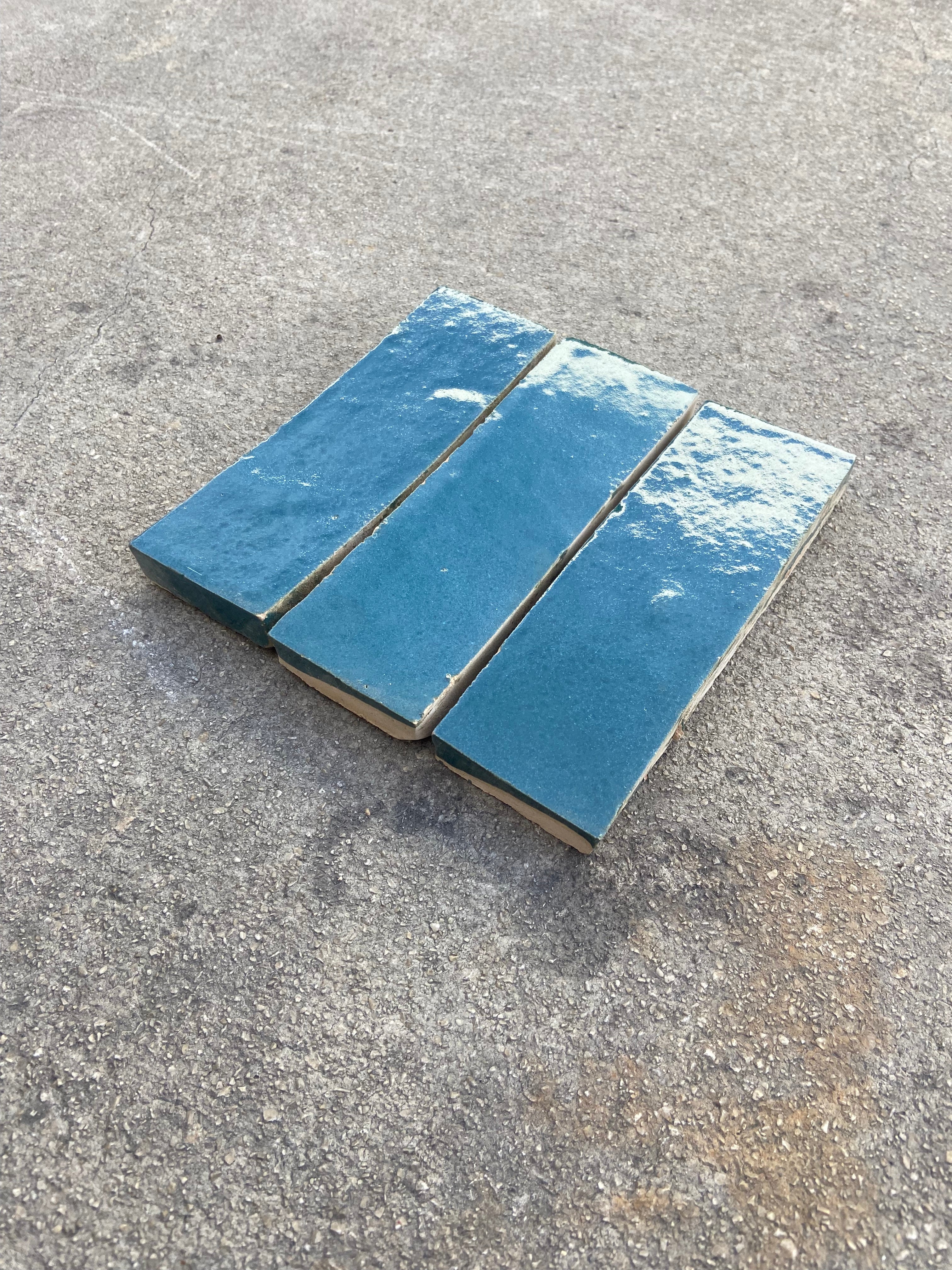 Zellige 15x5 cm - Bleu Ocean - Premium