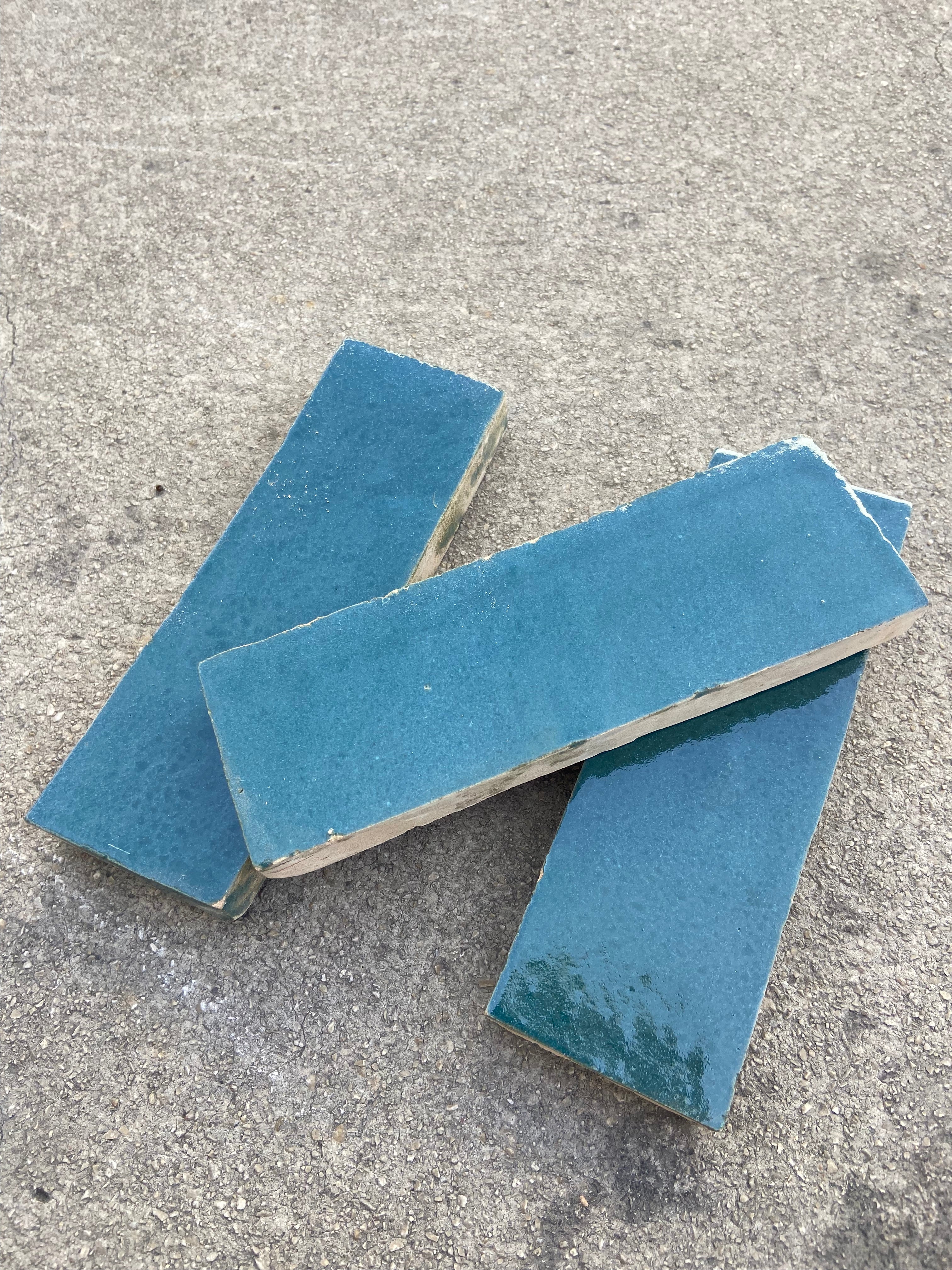 Zellige 15x5 cm - Bleu Ocean - Premium