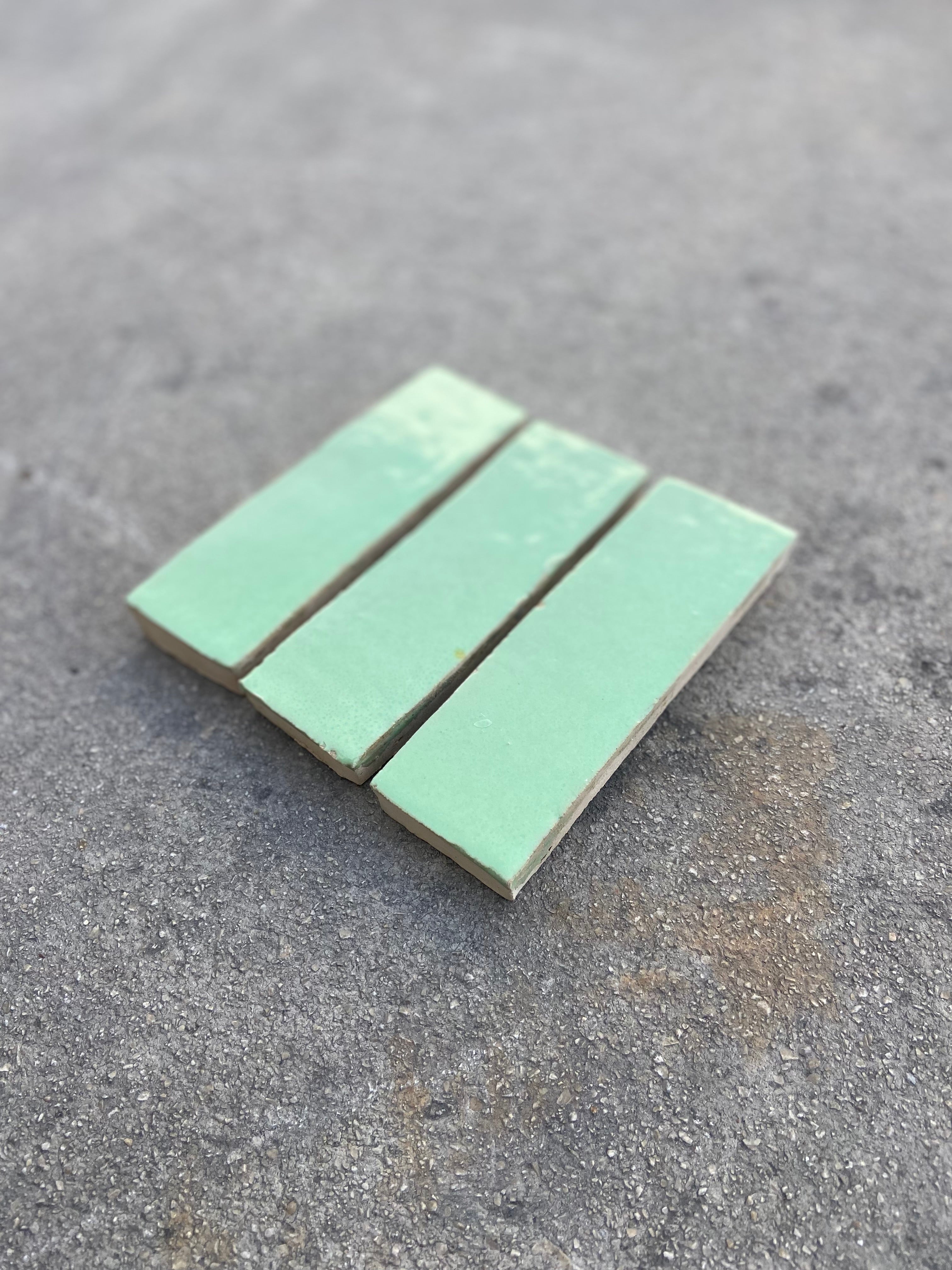Zellige 15x5 cm - Vert Pastel - Premium