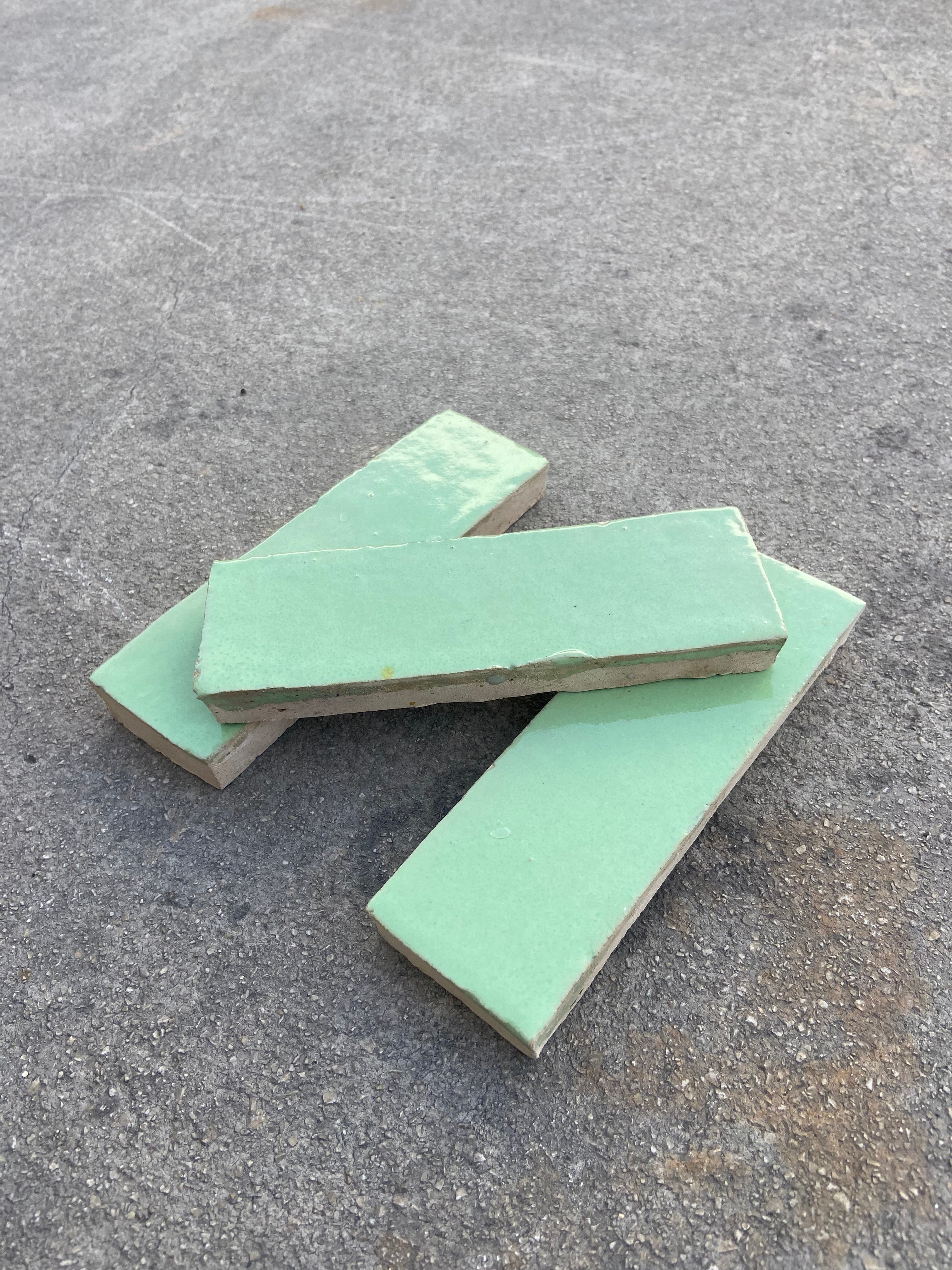 Zellige 15x5 cm - Vert Pastel - Premium