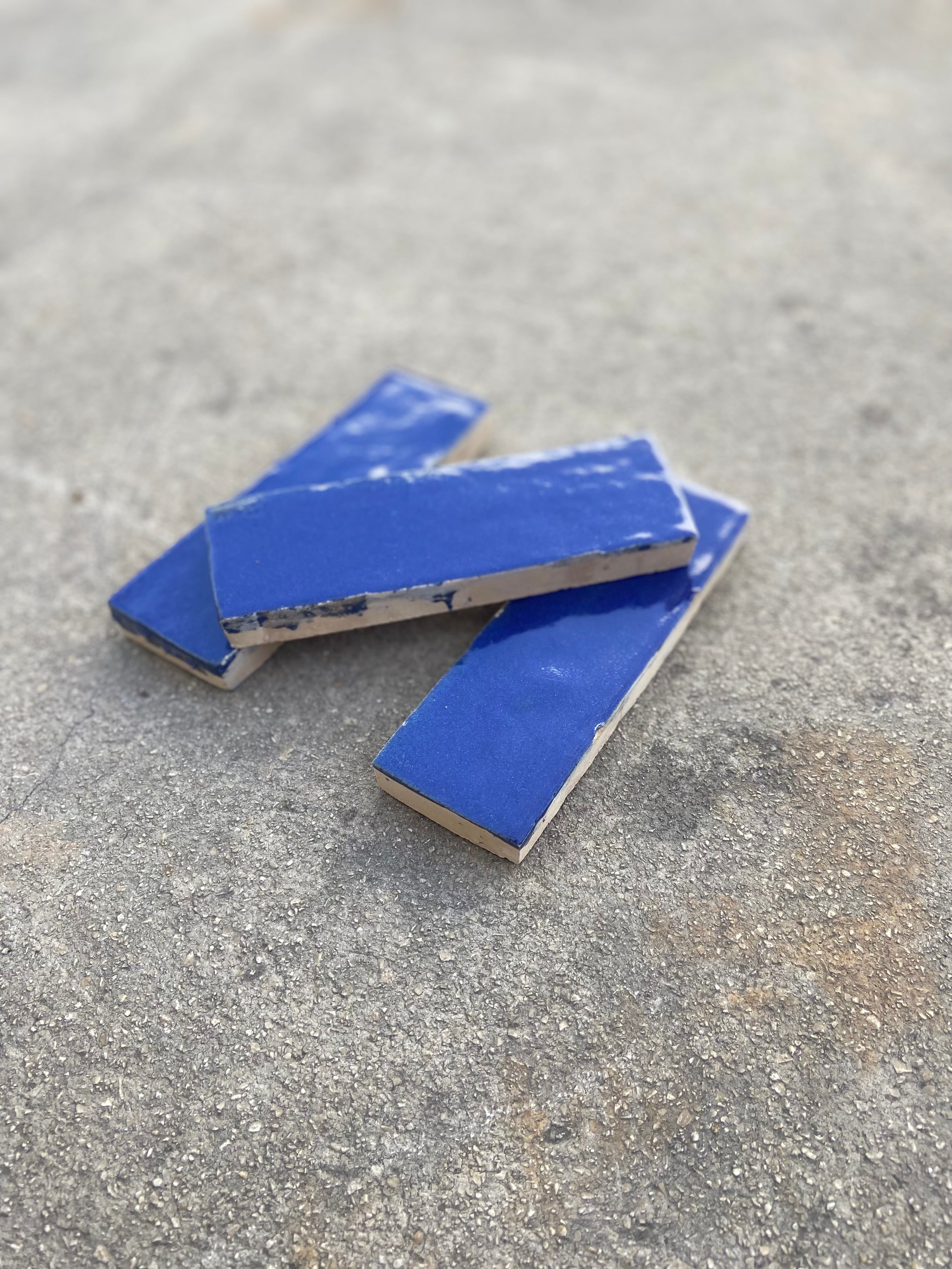 Zellige 15x5 cm - Bleu Majorelle - Premium