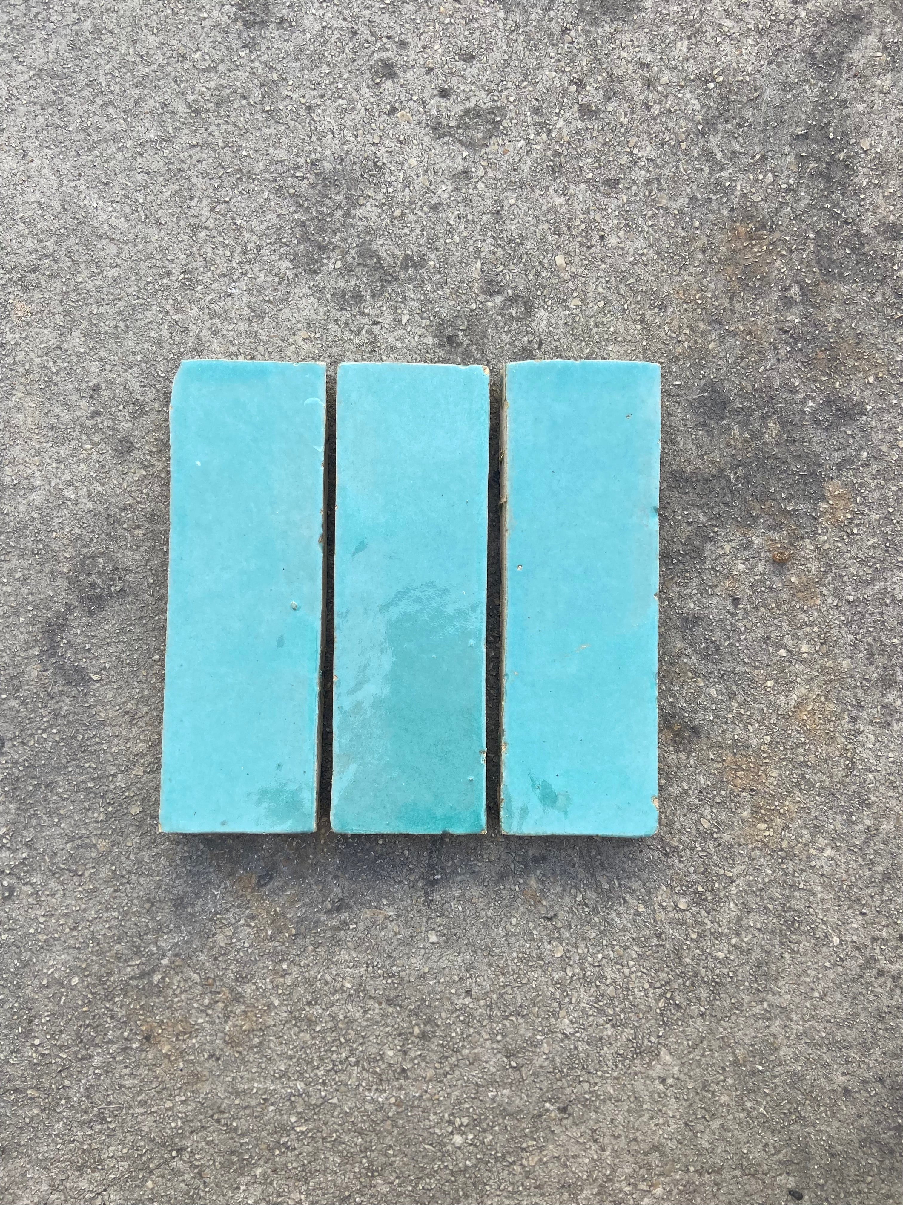 Zellige 15x5 cm - Bleu Ibiza - Premium
