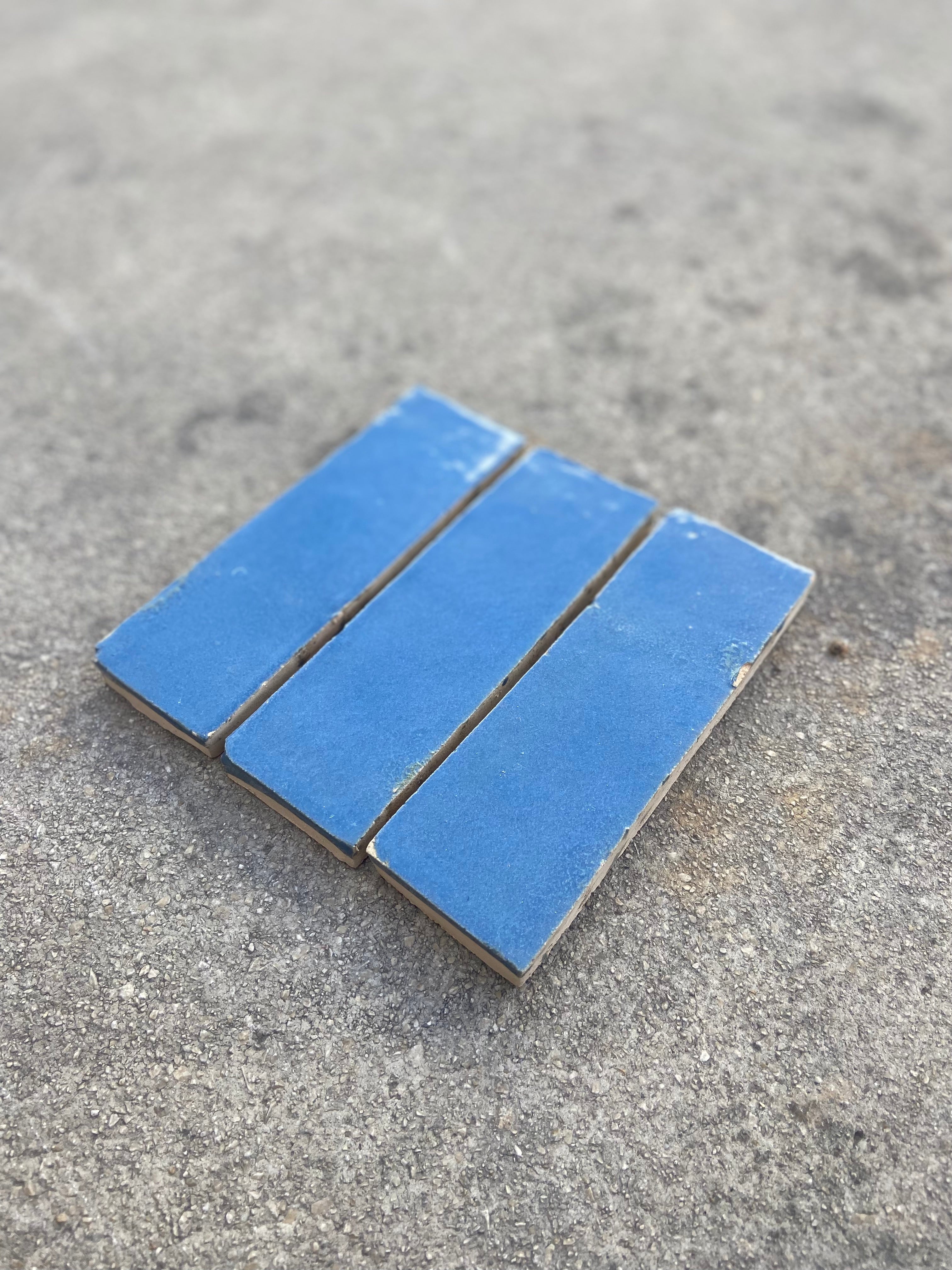 Zellige 15x5 cm - Bleu Océan - Premium