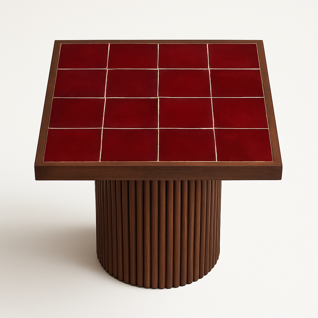 Table basse en noyer - Plateau en Zellige