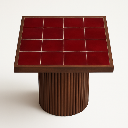 Table basse en noyer - Plateau en Zellige