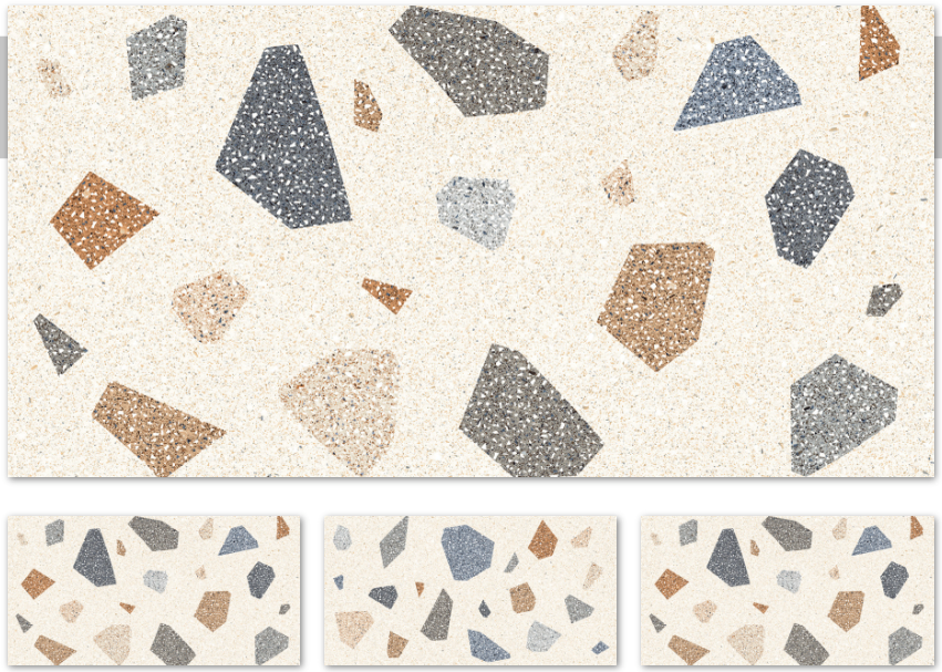 Solid wood coffee table with terrazzo top