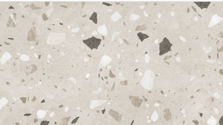 Table basse en bois massif et plateau en terrazzo