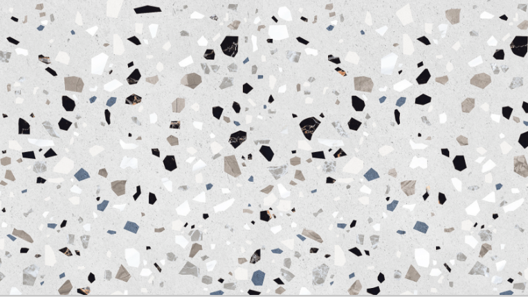 Table basse en bois massif et plateau en terrazzo