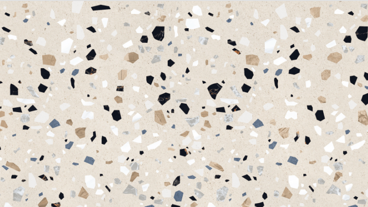 Table basse en bois massif et plateau en terrazzo