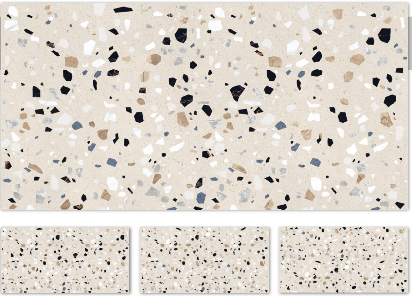 Solid wood coffee table with terrazzo top