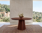 Table ronde en bois non massif et pied en cône