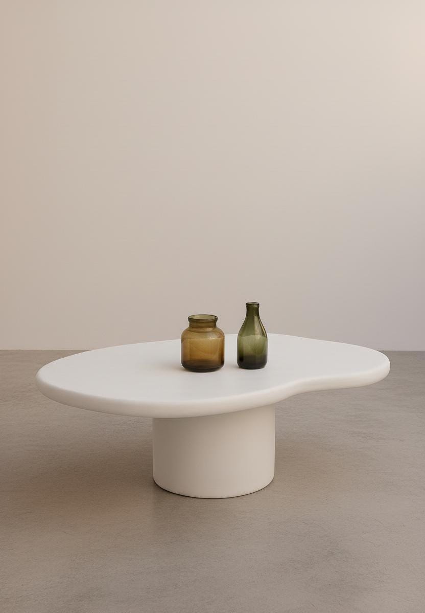 Table basse ondulé en béton ciré