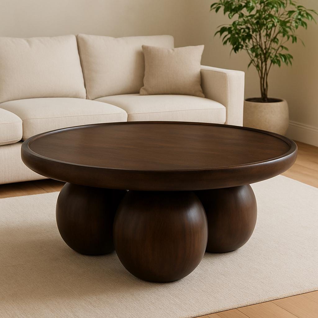 Table basse de salon en noyer massif
