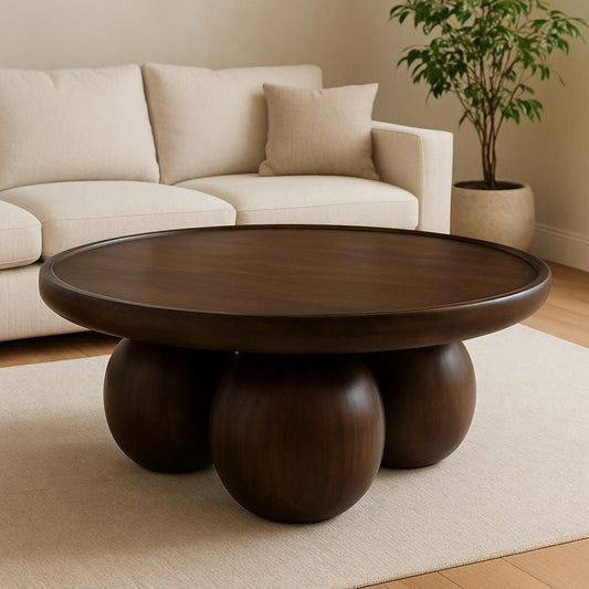 Table basse de salon en noyer massif