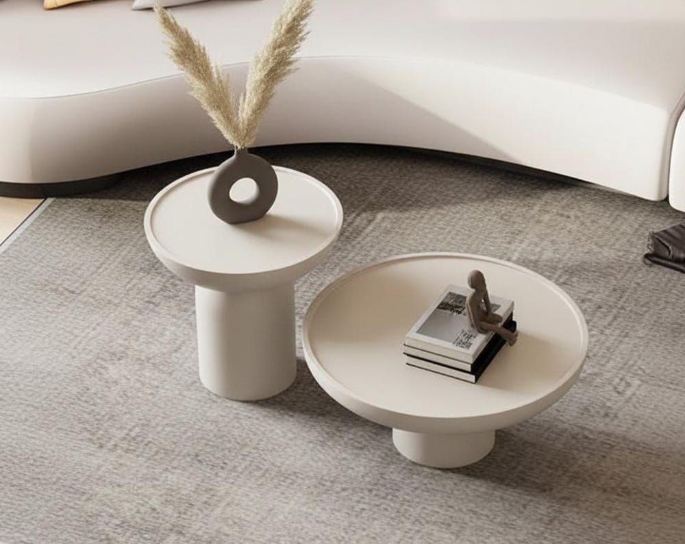 DUO - Tables basses en bois et effet béton ciré