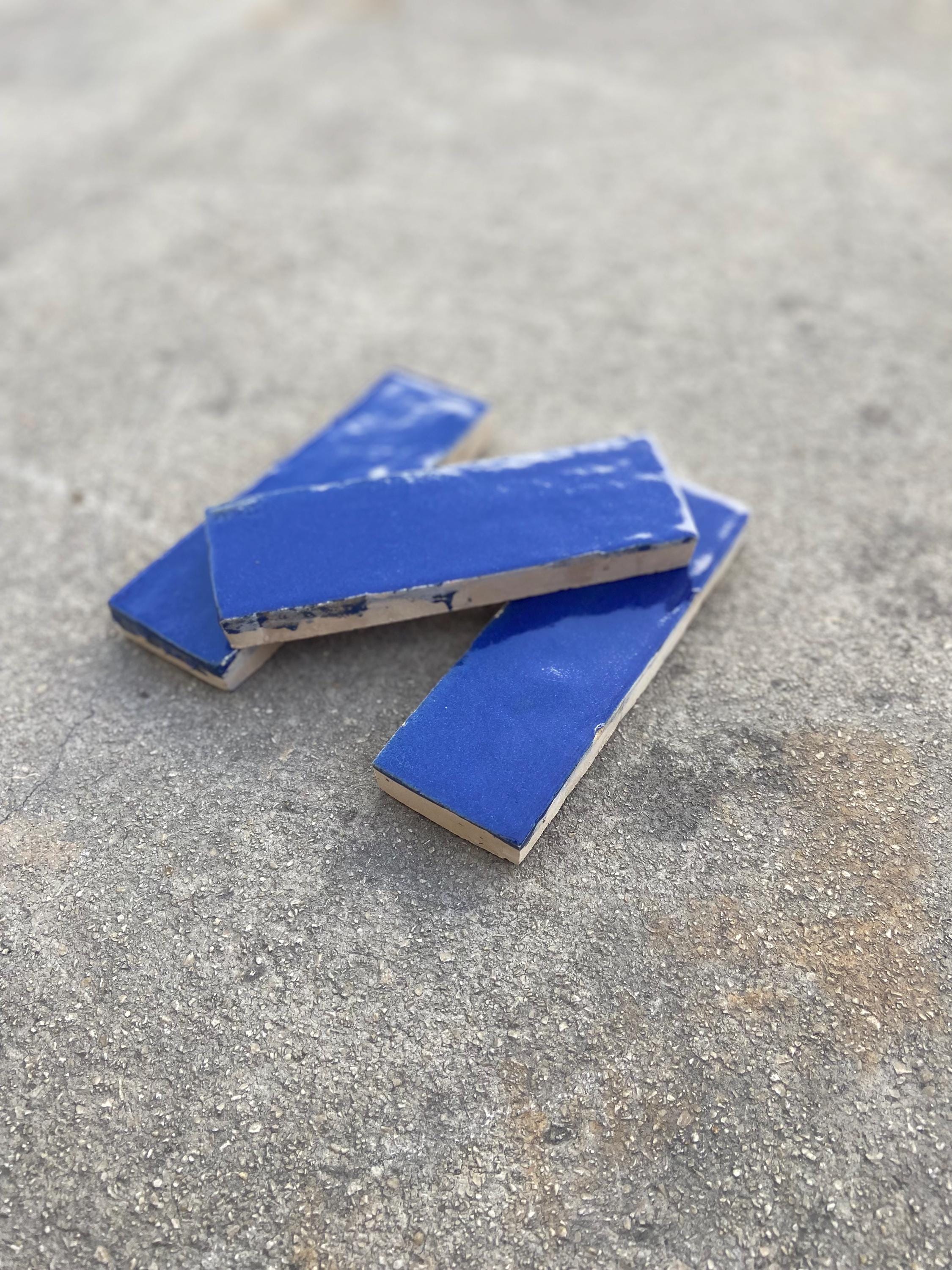 Zellige 15x5 cm - Bleu Majorelle - Premium