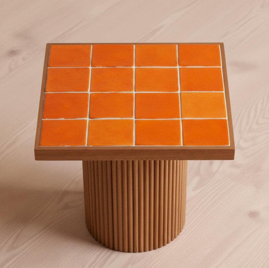 Table basse en noyer - Plateau en Zellige