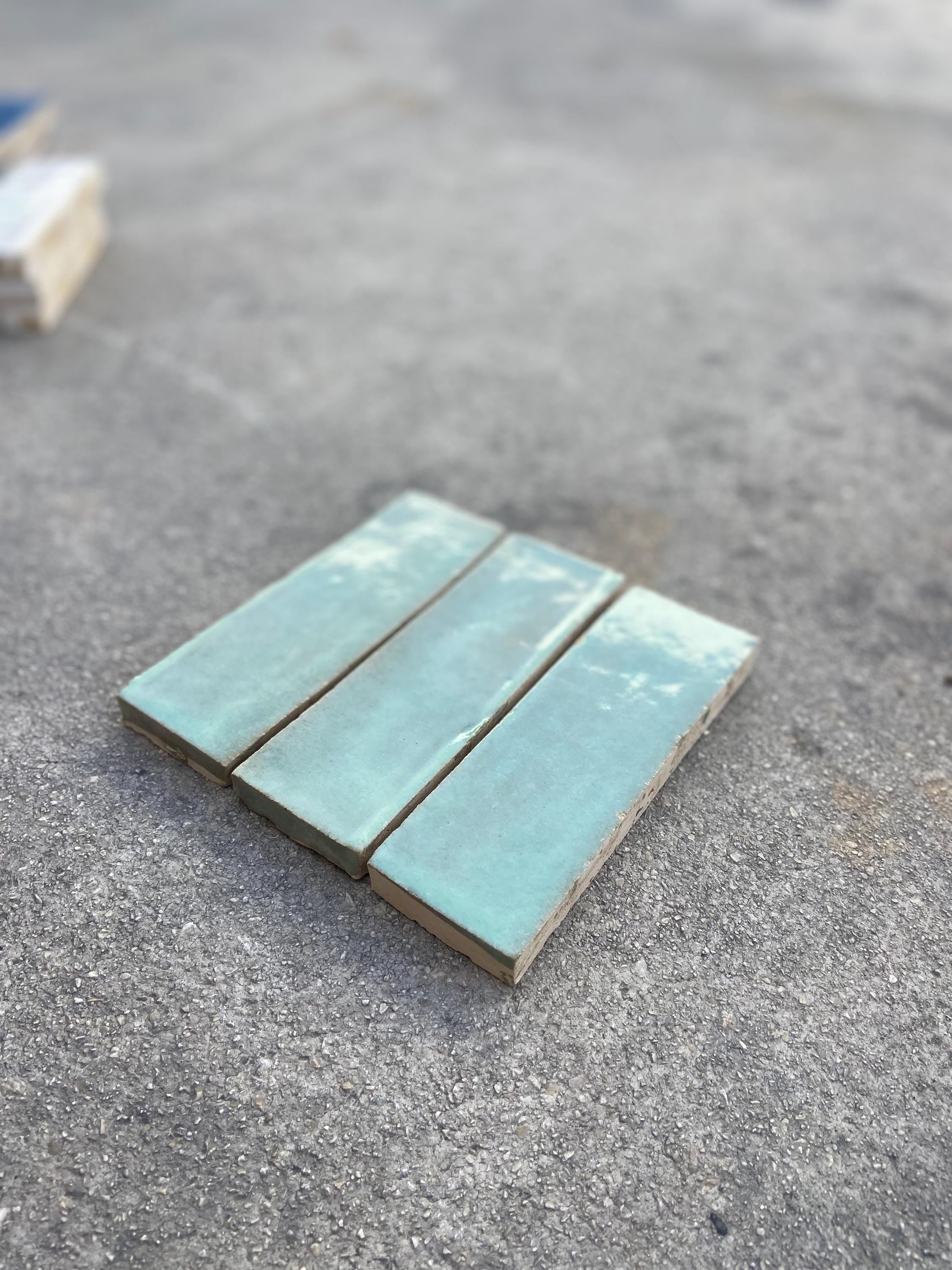 Zellige 15x5 cm - Bleu Océan - Premium