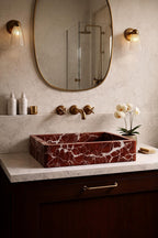 Vasque en marbre - rectangle - Rouge Royal