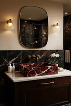 Vasque en marbre - rectangle - Rouge Royal